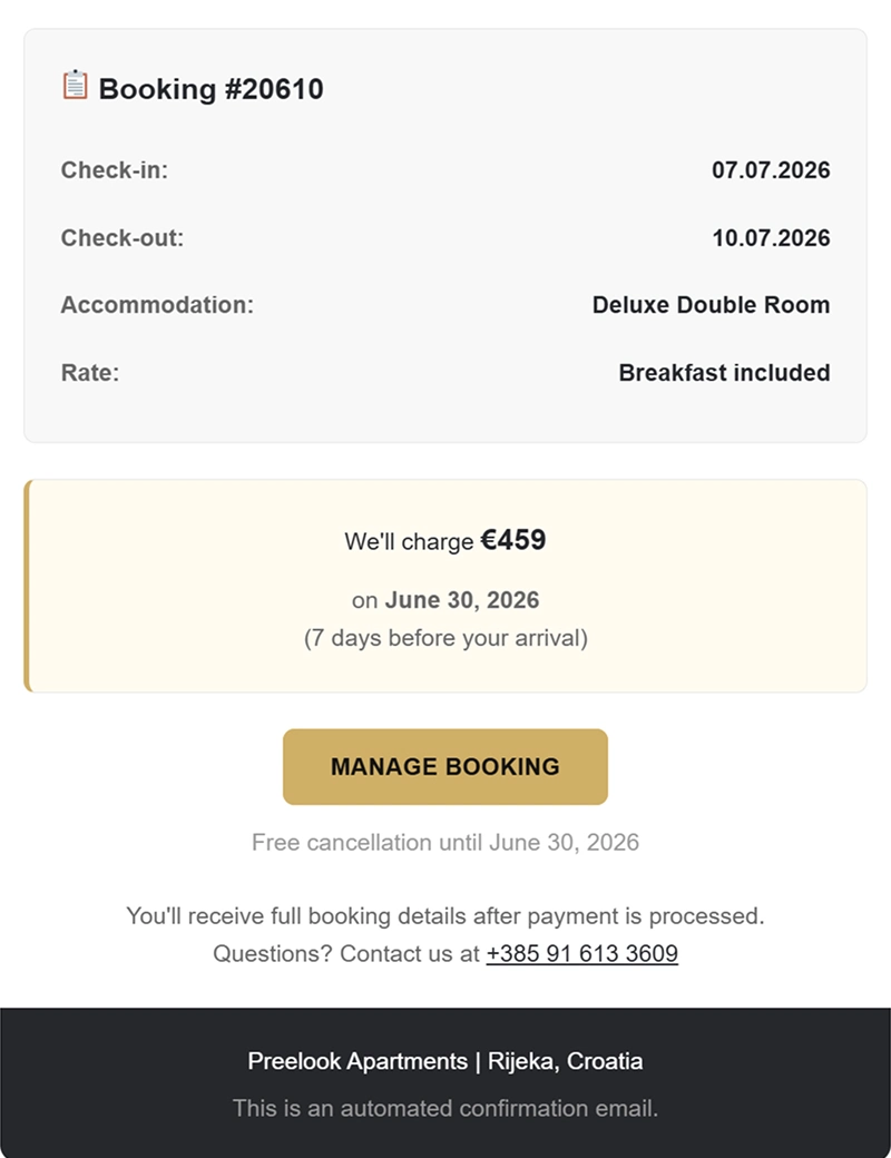 Branded Reservation Confirmed confirmation email